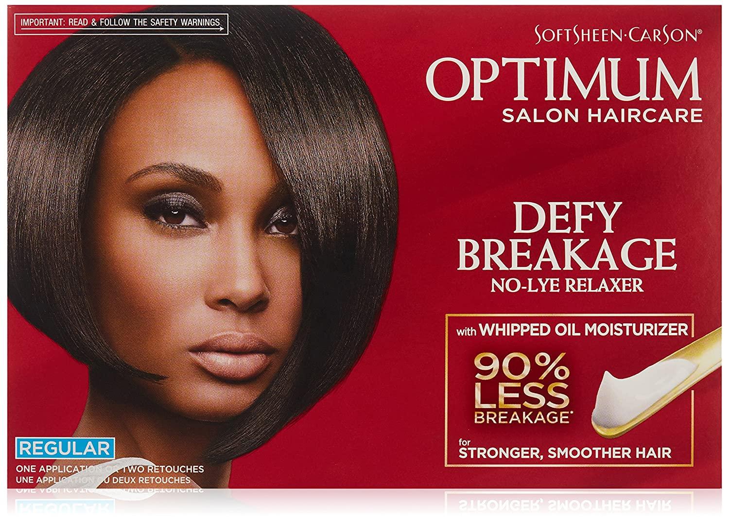 Optimum Care by SoftSheen Carson Care Defy Breakage No-lye Relaxer, Regular Strength for Normal Hair Textures, Optimum Salon Haircare, Hair Relaxer with Coconut Oil, 1 Kit