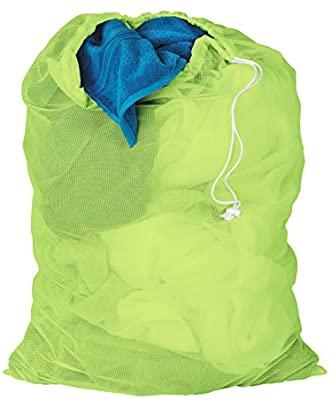 Honey-Can-Do LBG-02810 Mesh Laundry Bag with Drawstring, Neon Green