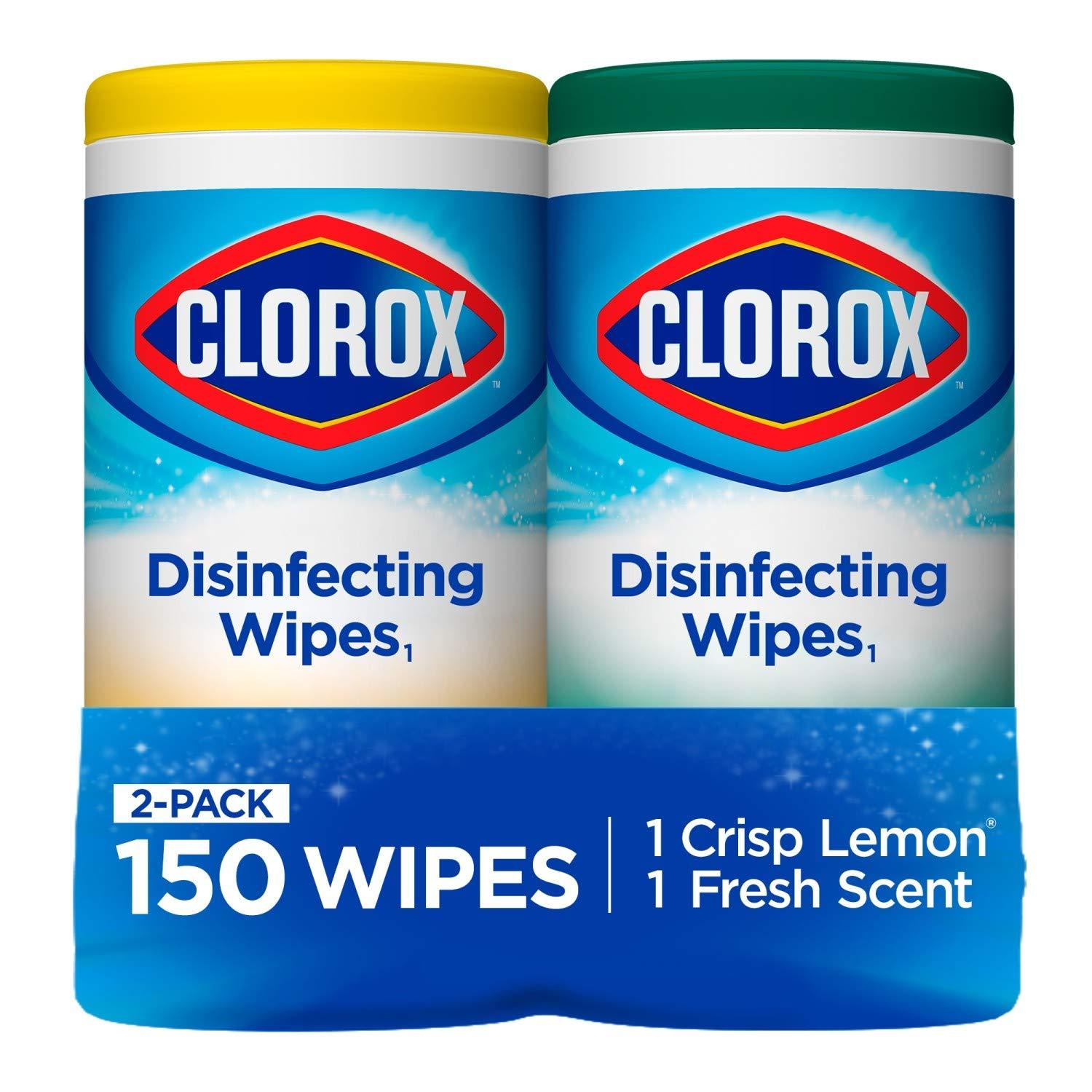 Clorox Disinfecting Wipes Value Pack, 75 Count Each, Pack of 2 (Package May Vary)