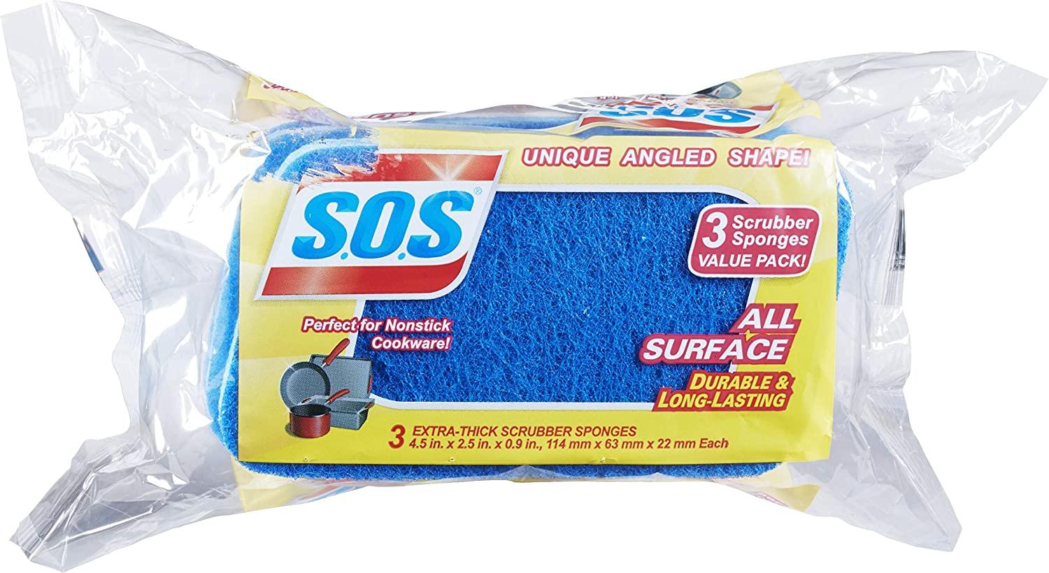 S.O.S All Surface Scrubber Sponge, 3 Count (91028)
