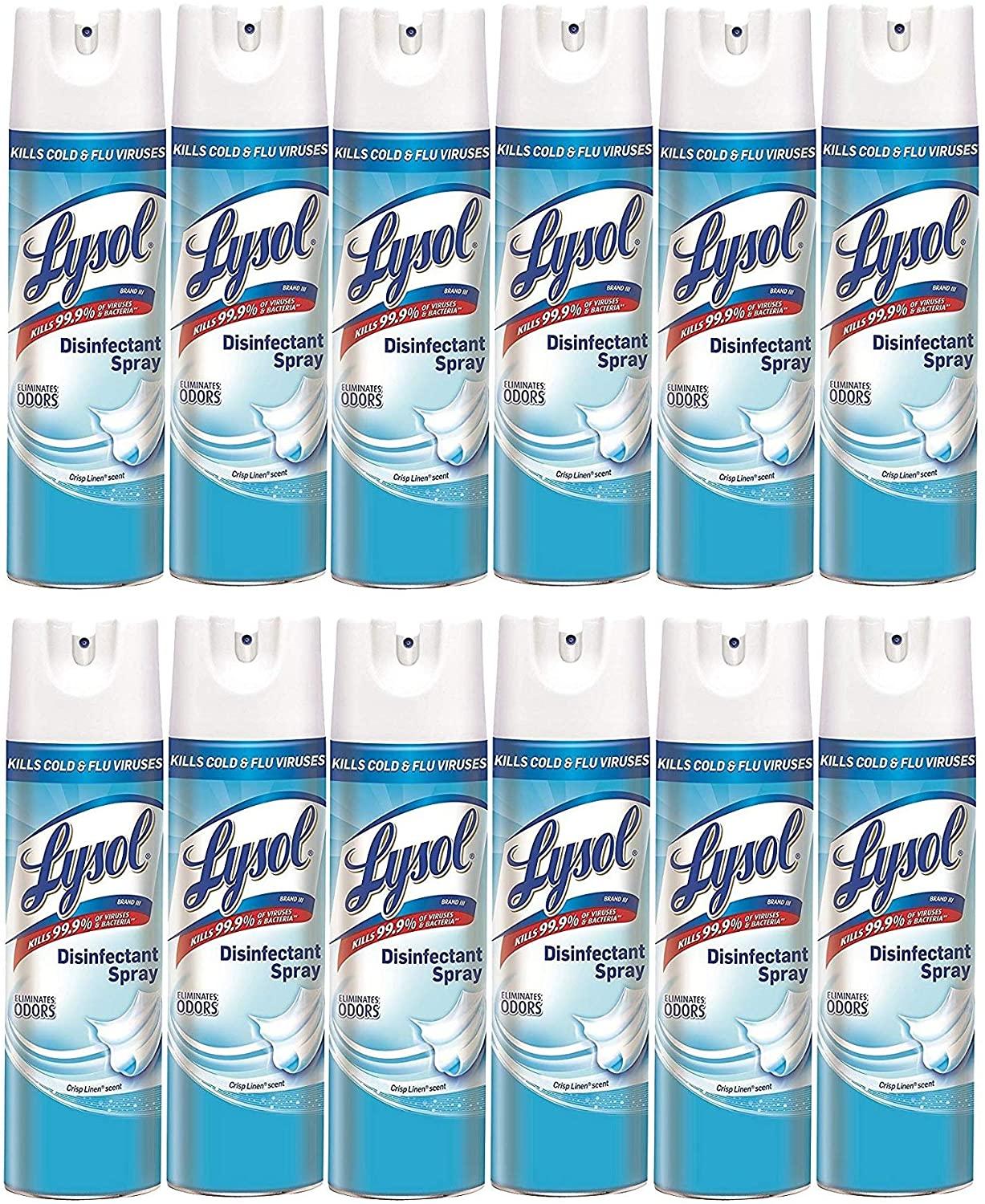Lysol Disinfectant Spray, Crisp Linen, 228oz (12X19oz)