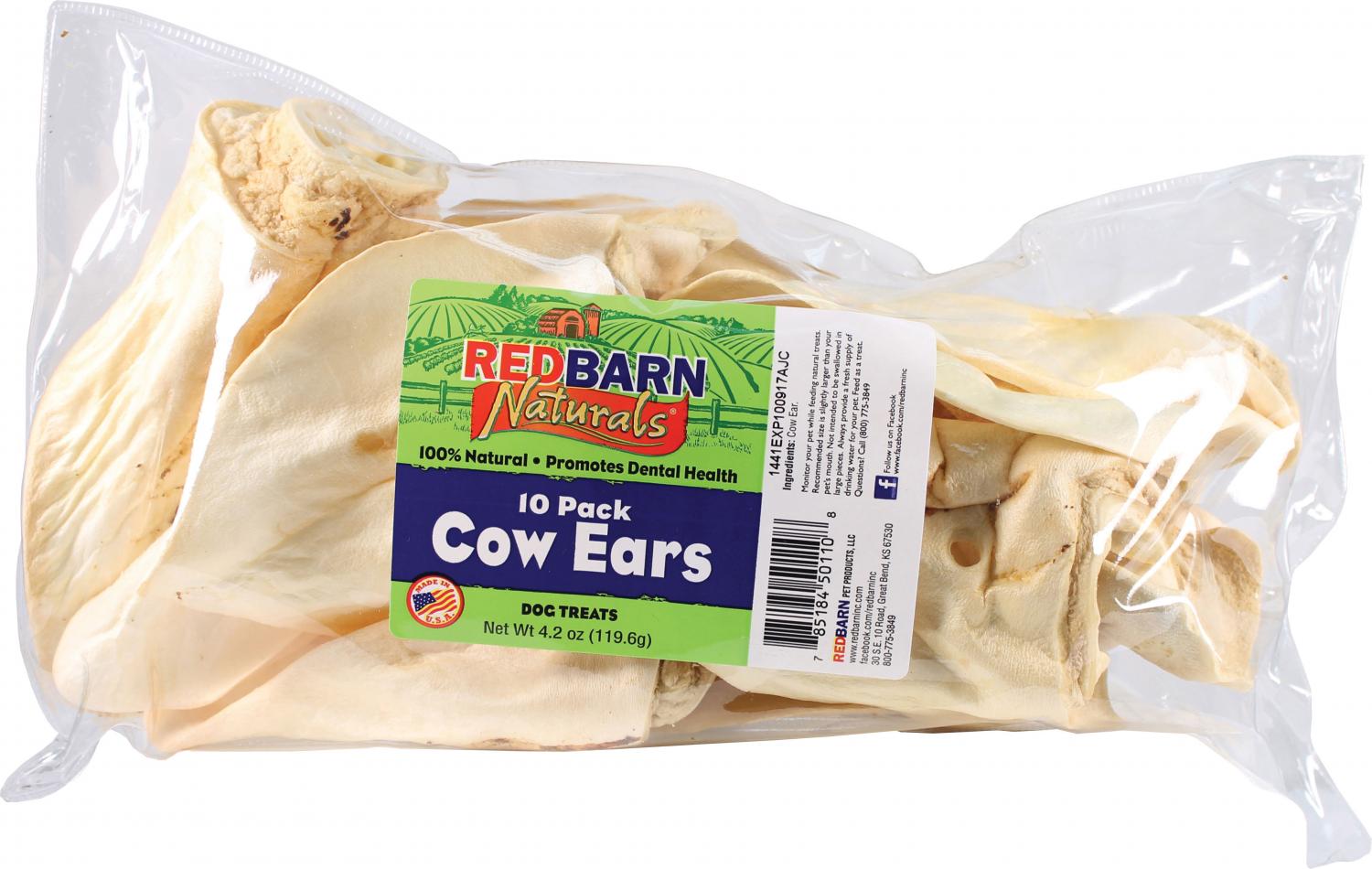 Redbarn Naturals Cow Ears Dog Treats, 10 Pack, Natural