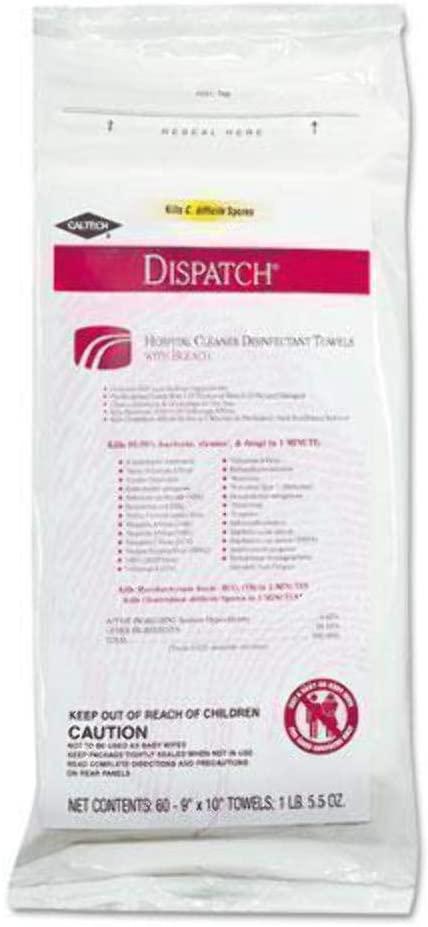 Clorox Healthcare Dispatch Cleaner Disinfectant Towels with Bleach, 9 x 10, 60 Count