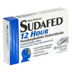 Sudafed 12 Hour Maximum Strength Nasal Decongestant, 20 Count