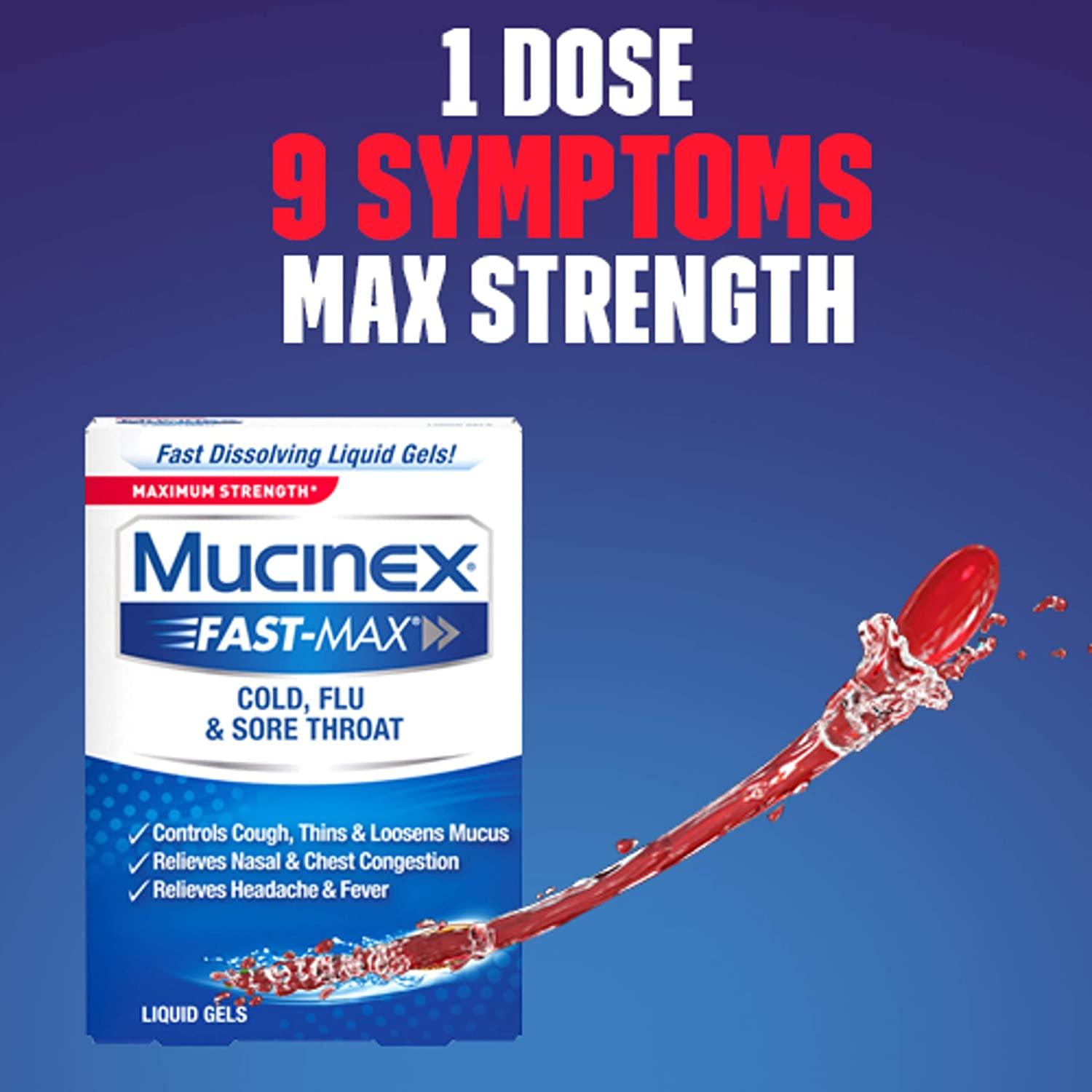Mucinex Fast-Max Cold, Flu & Sore Throat Liquid Gels, 16 Count