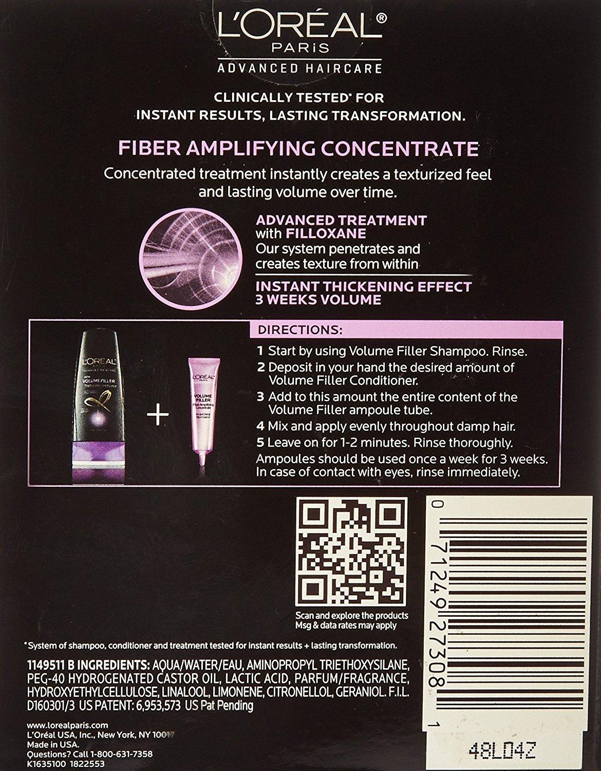 L'Oreal Advanced Haircare Volume Filler Fiber Amplifying Concentrate Ampoules 0.5 oz
