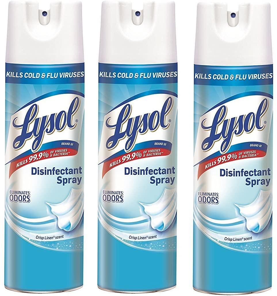 Lysol Disinfectant Spray, Crisp Linen, 19 oz (3 Pack)