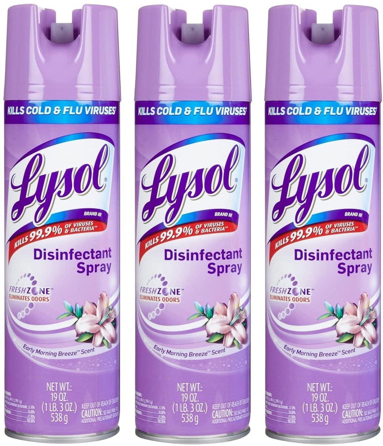A World of Deals Lysol Disinfectant Spray, Morning Breeze, 19 oz, 3 Count