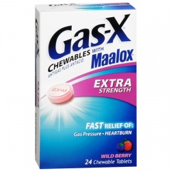 Gas-X Antigas Plus Antacid Chewable Tablets with Maalox Extra Strength Wild Berry - 24 Count