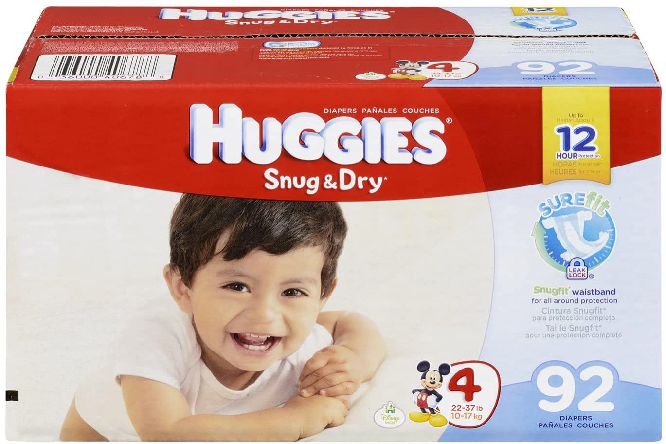 Huggies Snug & Dry Diapers, Size 4, 92 Count