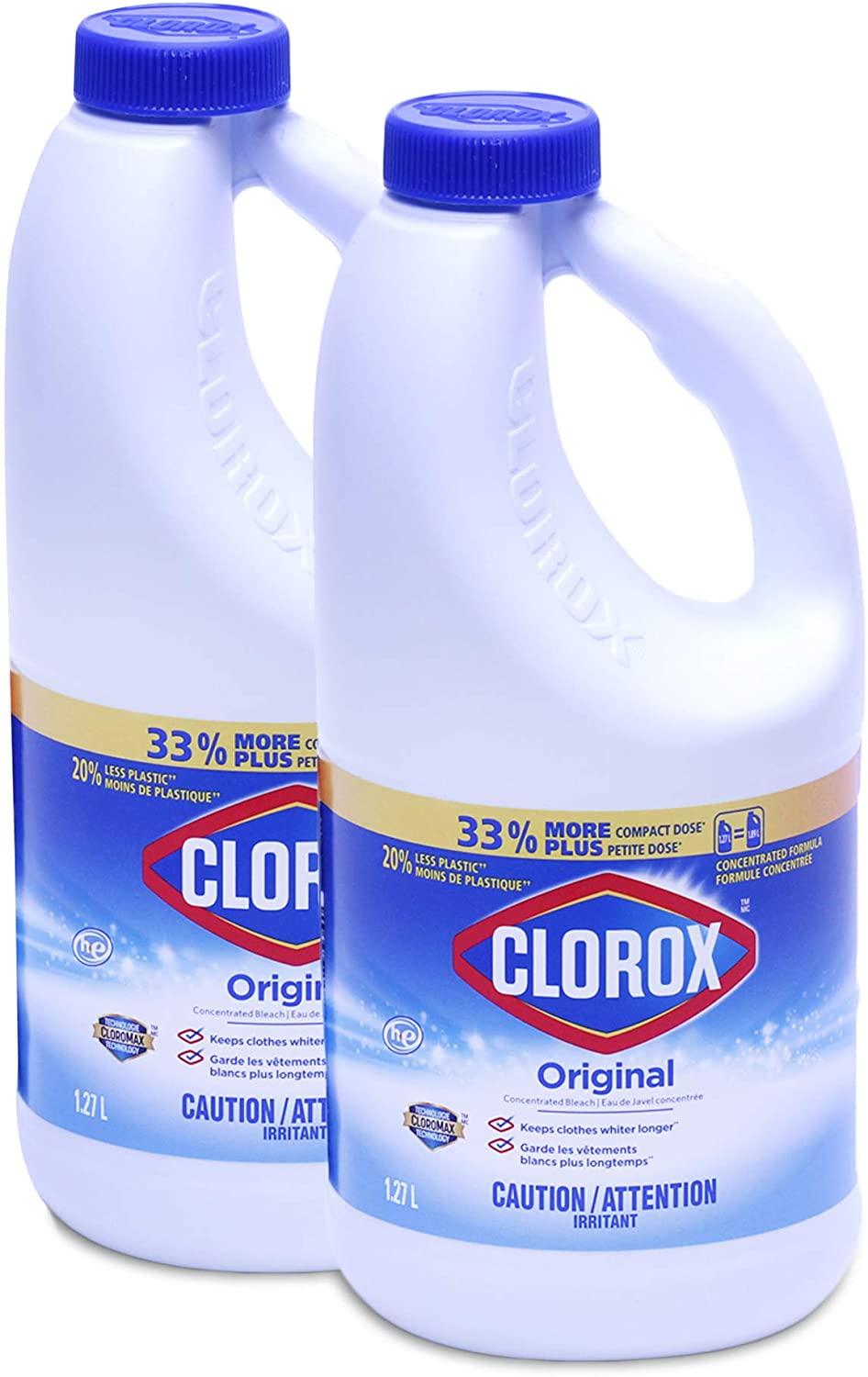 Clorox Concentrated Liquid Bleach with Cloromax Technology, Original - 43 Fl Oz / 1.27 L x 2 Pack