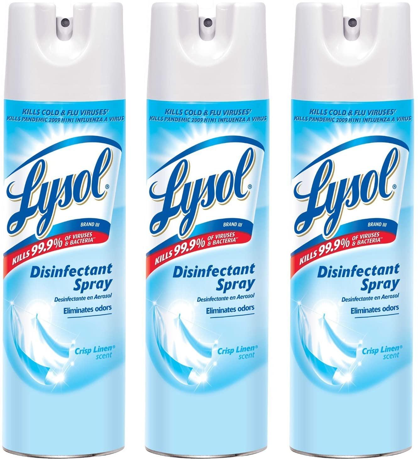 Lysol Disinfectant Spray, Crisp Linen, 19 oz., 3 Count