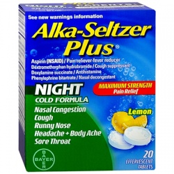 Alka-Seltzer Plus Night Cold Formula Tablets Lemon - 20 Count