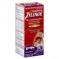 Tylenol Children's Acetaminophen Fever Reducer Pain Reliever Oral Suspension Grape Flavor