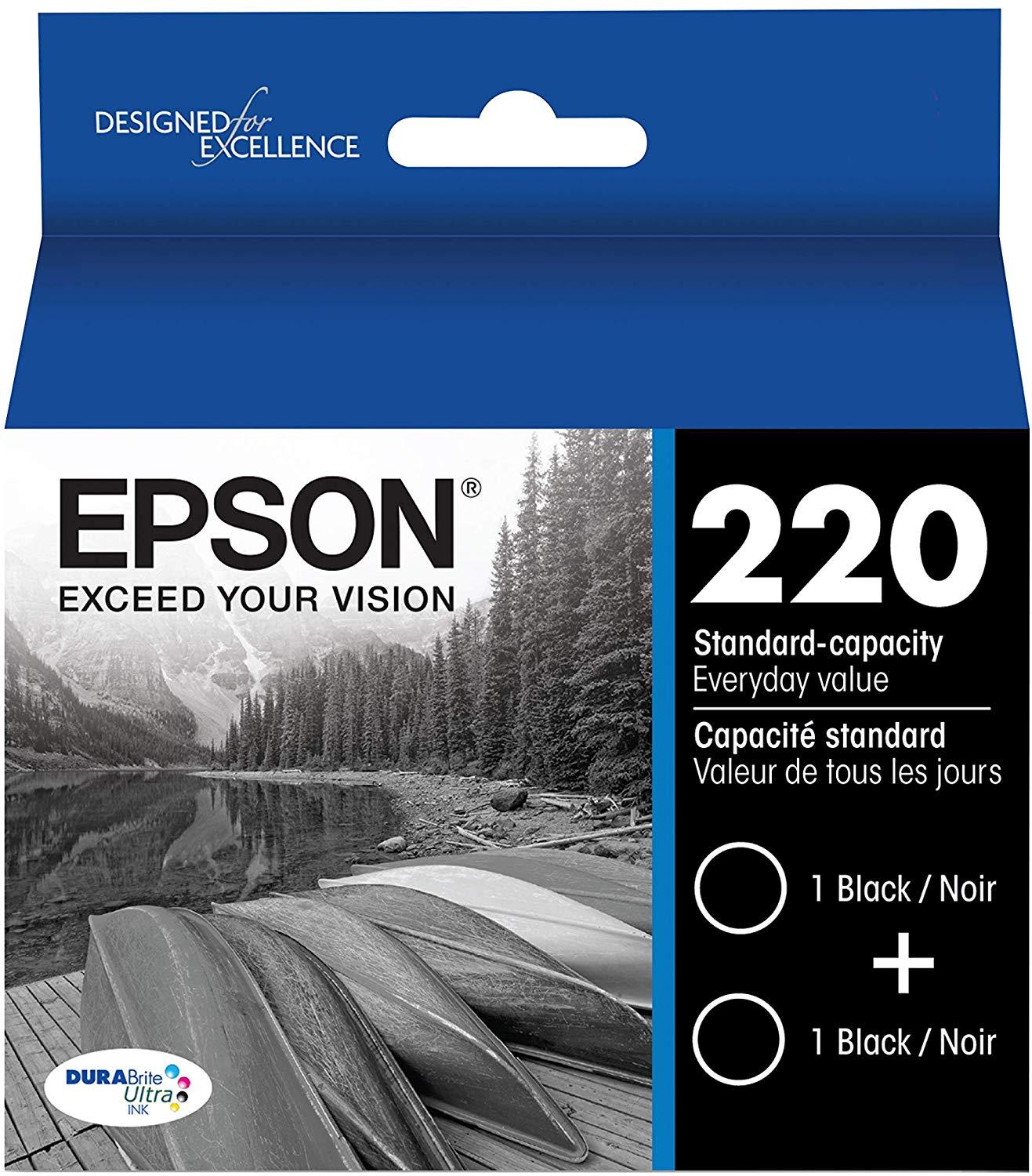 Epson T220120-D2 220 DURABrite Ultra Black Dual Pack Standard Capacity Cartridge Ink 