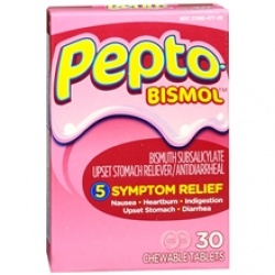 Pepto-Bismol Upset Stomach Reliever/Antidiarrheal Chewable Tablets Original - 30 count