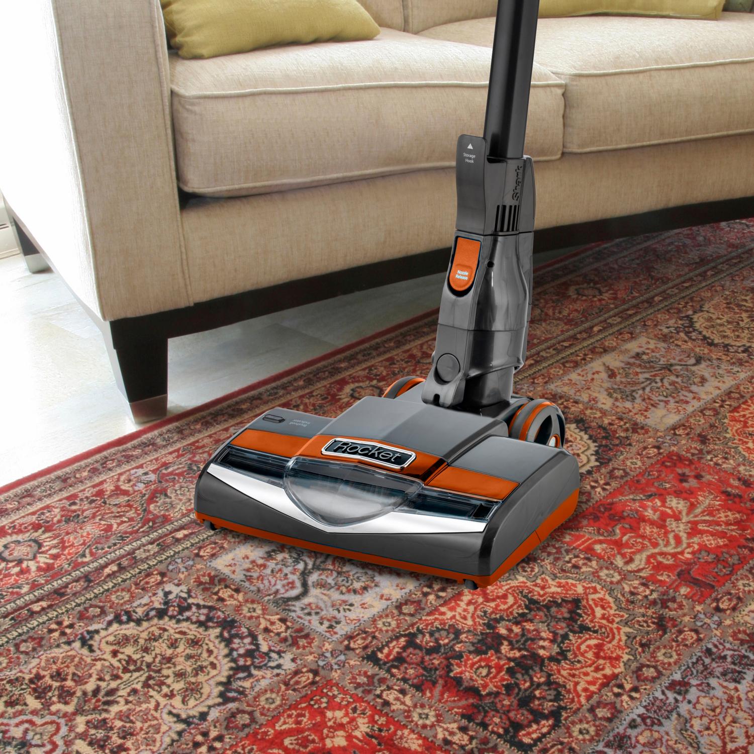 Shark HV302 Rocket Ultra-Light Corded Bagless Vacuum for Carpet and Hard Floor Cleaning with Swivel Steering and Car Detail Set, Gray/Orange (Renewed)