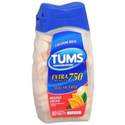 Tums Extra Strength 750 Antacid/Calcium Supplement Chewable Tablets Orange Cream - 80 count