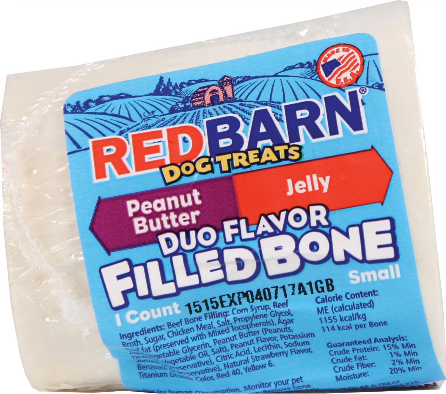 Redbarn Duo Flavor Filled Bone Dog Treat, Small, Peanut Butter & Jelly