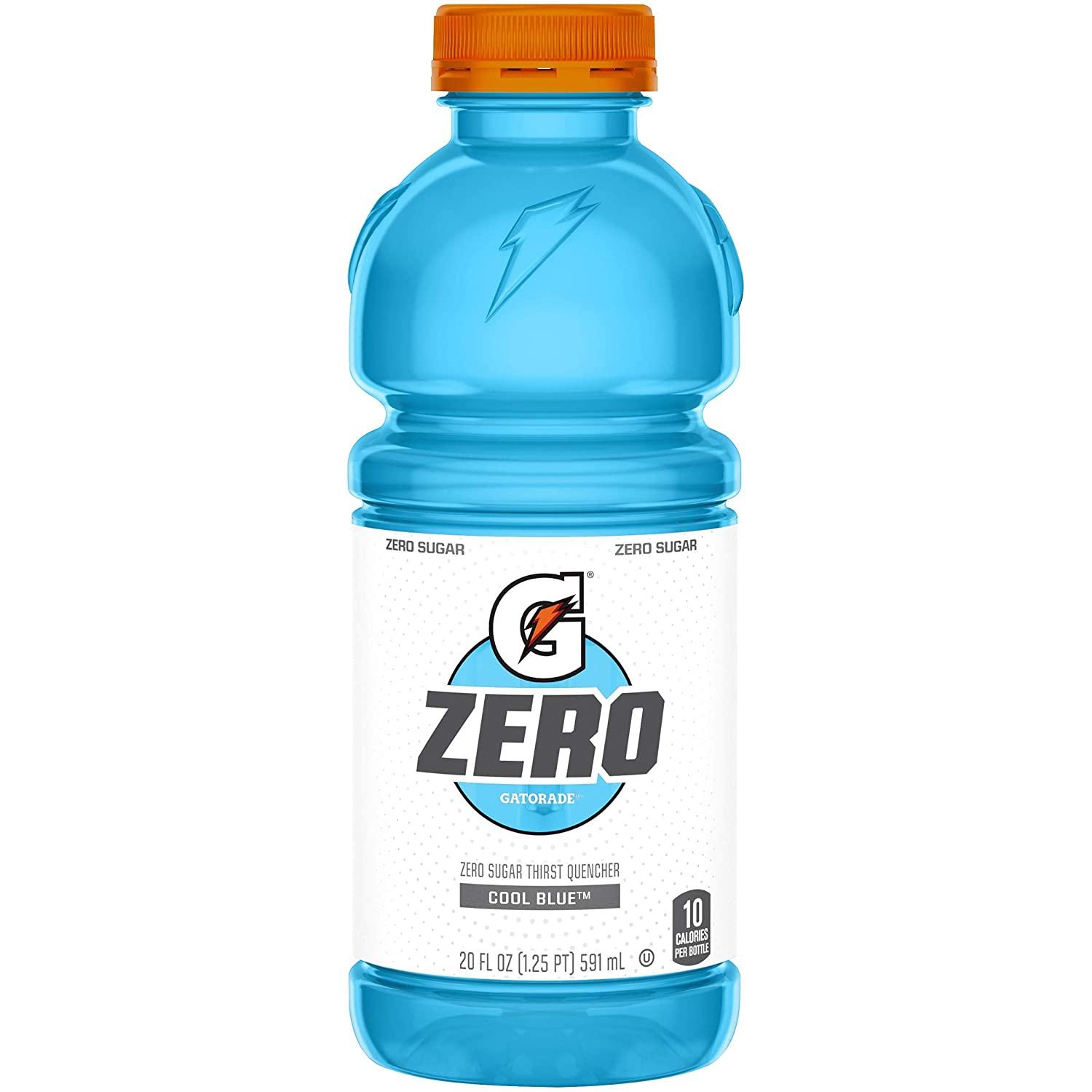 Gatorade G Zero Thirst Quencher, Cool Blue, 20oz Bottles (8 Pack)