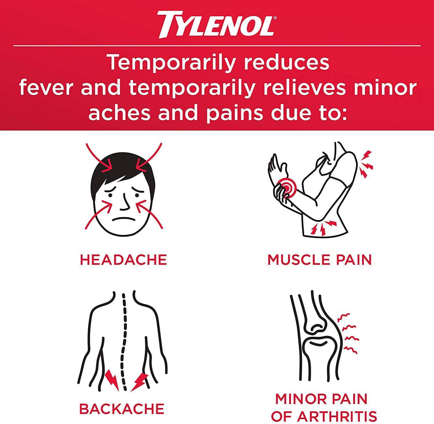 Tylenol Extra Strength Caplets with 500 mg Acetaminophen, Pain Reliever & Fever Reducer, 225 Count