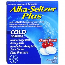 Alka-Seltzer Plus Cold Formula Pain Reliever-Fever Reducer Effervescent Tablets Cherry Burst - 20 Count
