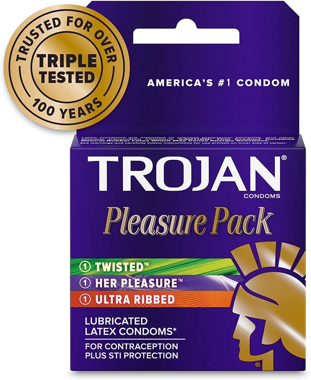 Trojan Pleasure Pack Lubricated Condoms 100ct variety pack 