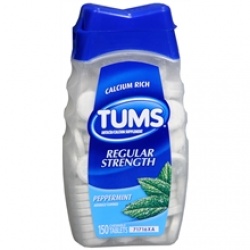 Tums Peppermint Regular Strength Antacid/Calcium Supplement Chewable Tablets Peppermint - 150 count
