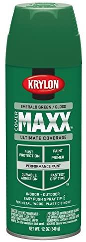 Krylon K09118000 COVERMAXX Spray Paint, Gloss Emerald Green, 12 Ounce