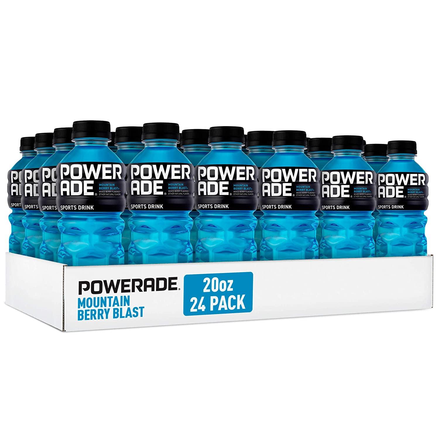 POWERADE Electrolyte Enhanced Sports Drinks with vitamins, Mountain Berry Blast, 20 fl oz, 24 Pack