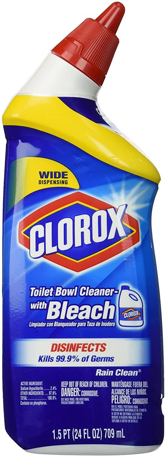 Clorox Toilet Bowl Cleaner with Bleach Rain Clean Scent Bottle 24 Oz, 2-Pack