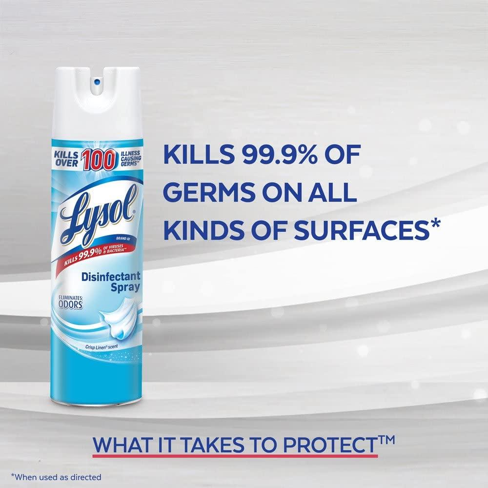 Lysol Disinfectant Spray, Crisp Linen, 19 oz (4 Pack)