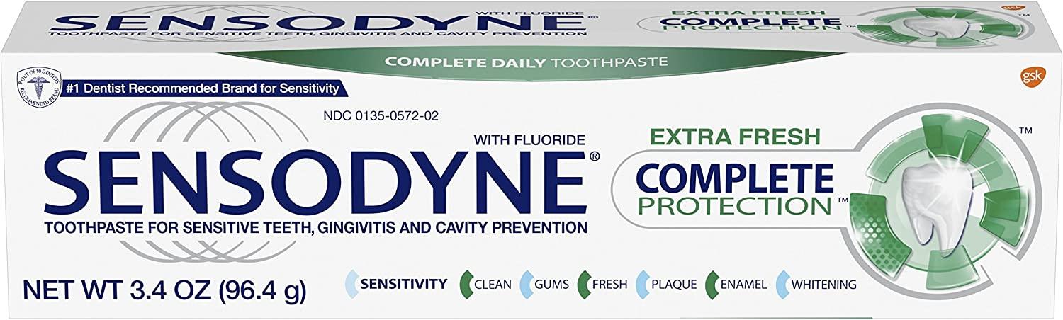 Sensodyne Complete Protection Sensitive Toothpaste For Gingivitis, Sensitive Teeth Treatment, Extra Fresh, 3.4 Ounces