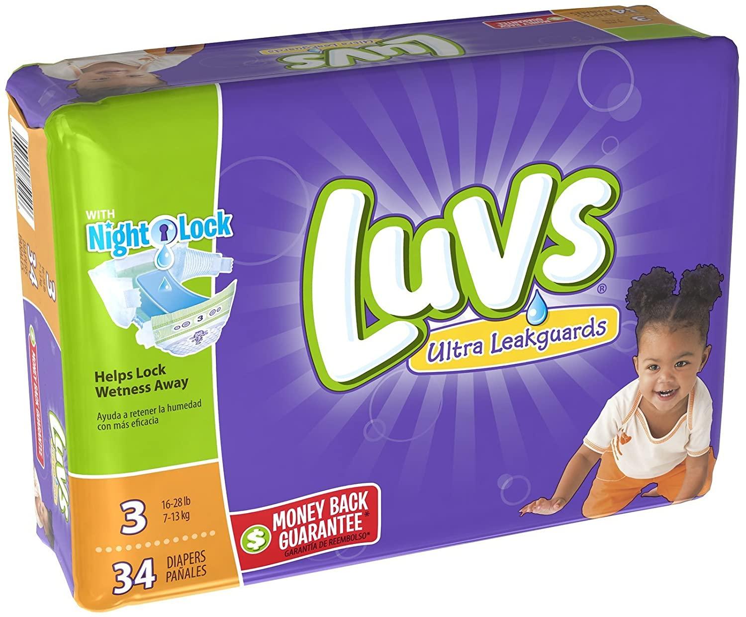 Luvs Ultra Leakguards Diapers With Nightlock, Size 3, 34 Count
