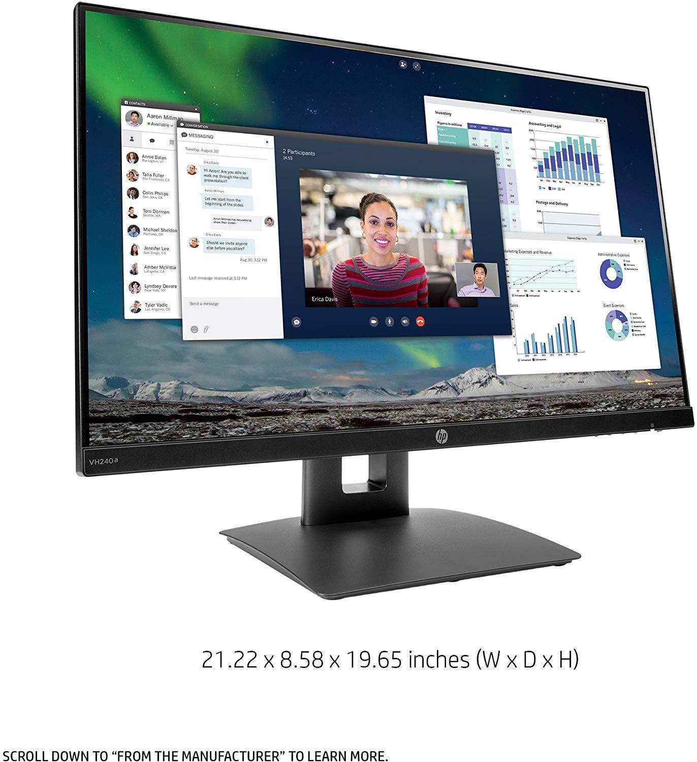 HP VH240a - 23.8-inch FHD IPS Monitor with Tilt/Height Adjustment (Black)