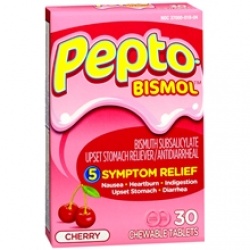 Pepto-Bismol Upset Stomach Reliever/Antidiarrheal Chewable Tablets Cherry - 30 count