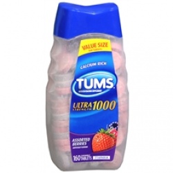 Tums Ultra Strength 1000 Antacid/Calcium Supplement Chewable Tablets Assorted Berries - 160 count