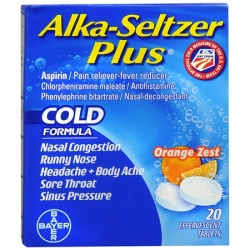 Alka-Seltzer Plus Cold Formula Pain Reliever-Fever Reducer Effervescent Tablets Orange Zest - 20 Count