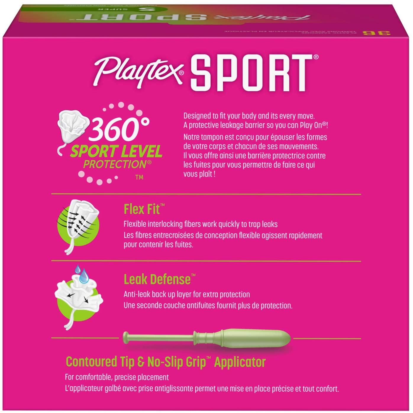 Playtex Super Absorbency Sport Tampons, Unscented, 36 count
