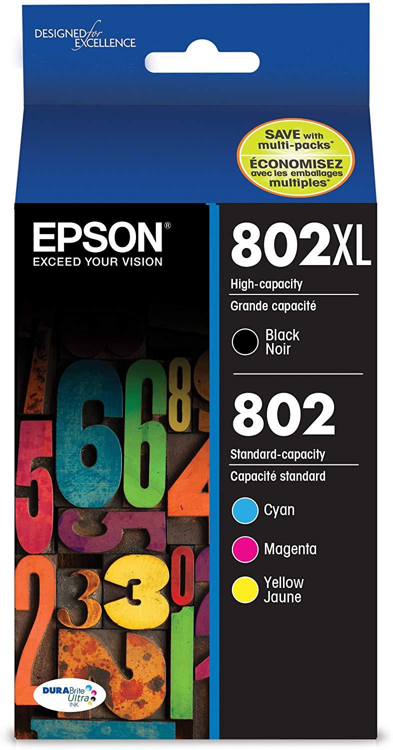 Epson T802XL-BCS DURABrite Ultra Black High Capacity and color Combo Pack Standard Capacity Cartridge Ink