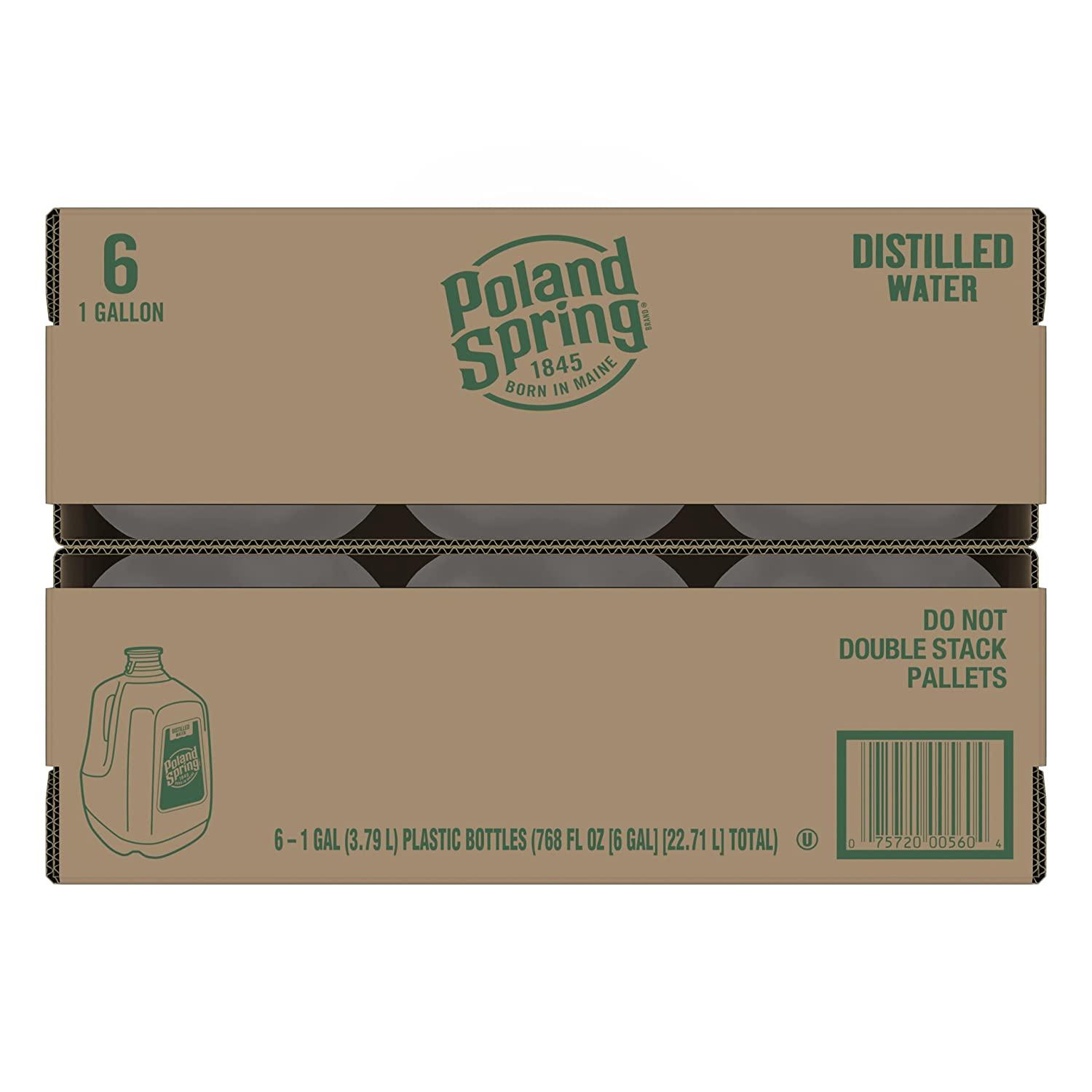 POLAND SPRING Brand Distilled Water, 1-gallon plastic jugs (Two Packs of 6)