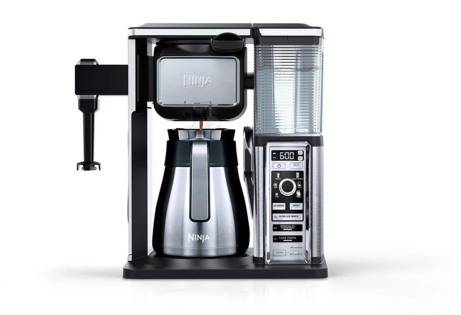 Ninja CF097 Coffee Bar Auto-iQ Programmable Coffee Maker with 6 Brew Sizes, 5 Brew Options, Milk Frother, Removable Water Reservoir, Stainless Carafe
