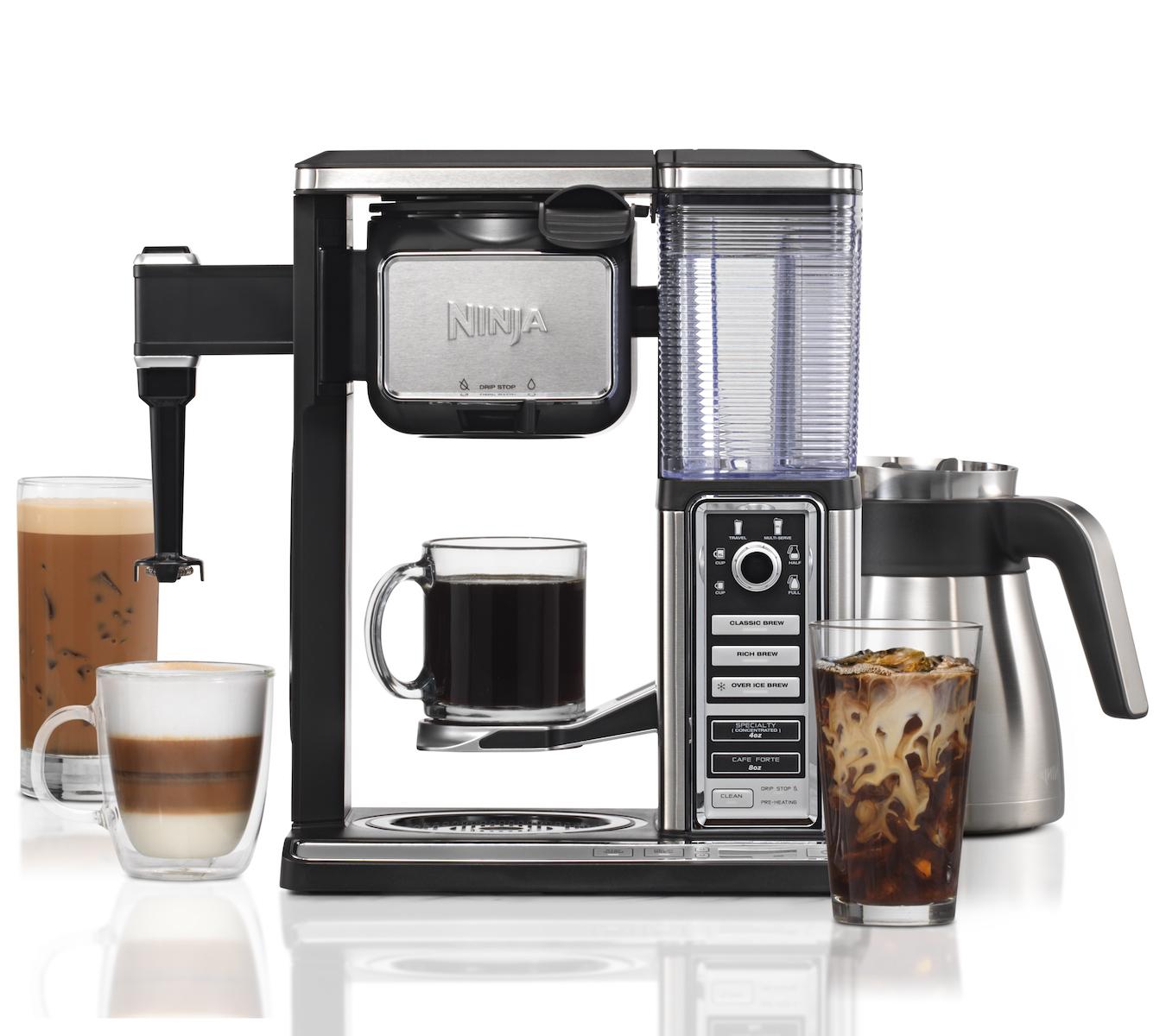 Ninja CF097 Coffee Bar Auto-iQ Programmable Coffee Maker with 6 Brew Sizes, 5 Brew Options, Milk Frother, Removable Water Reservoir, Stainless Carafe (Renewed)