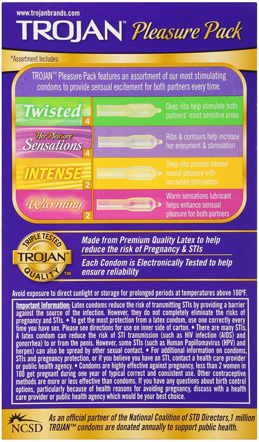 Trojan Pleasure Variety Pack Lubricated Condoms, 12 Count
