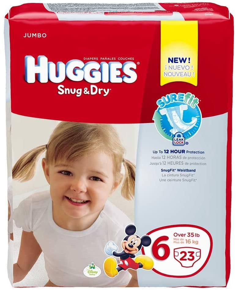 Huggies Snug & Dry Diapers, Size 6, Jumbo, 23 Count