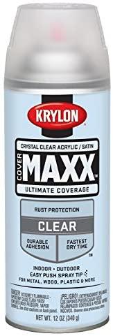 Krylon K09163000 COVERMAXX Spray Paint, Satin Crystal Clear Acrylic, 11 Ounce