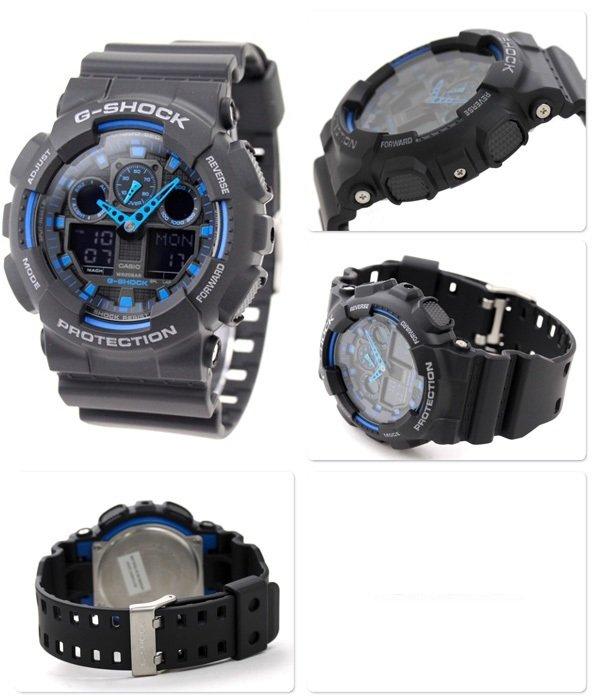 Casio G-Shock World Time Alarm GA-100-1A2 GA-100 Men's Watch