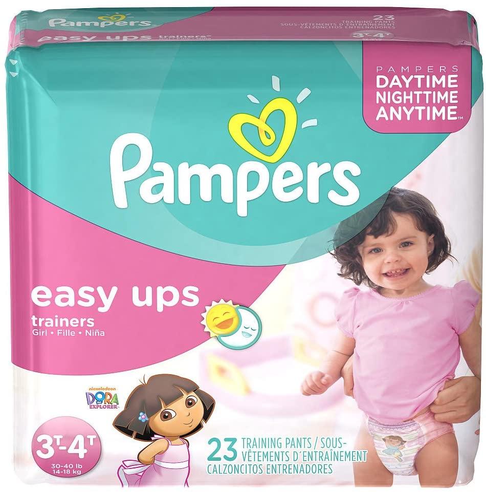Pampers Easy-Ups Diapers for Girls Jumbo Pack, Size 3T-4T, 23 Count