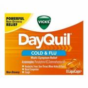 Vicks DayQuil Cold and Flu Multi-Symptom Relief, Daytime, Non-Drowsy, Sore Throat, Fever, and Congestion Relief, 8 LiquiCaps 