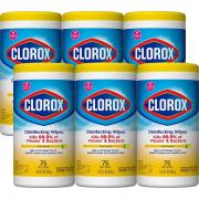 Clorox Disinfecting Wipes - Lemon Scent - Case of 6 Canisters
